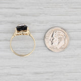 Light Gray Vintage Onyx Heart Diamond Ring 10k Yellow Gold Size 5.5