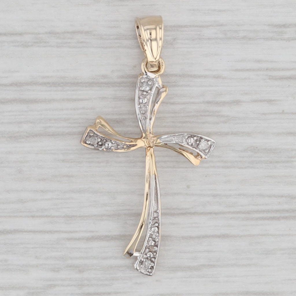 Gray Diamond Accented Cross Pendant 10k Yellow White Gold