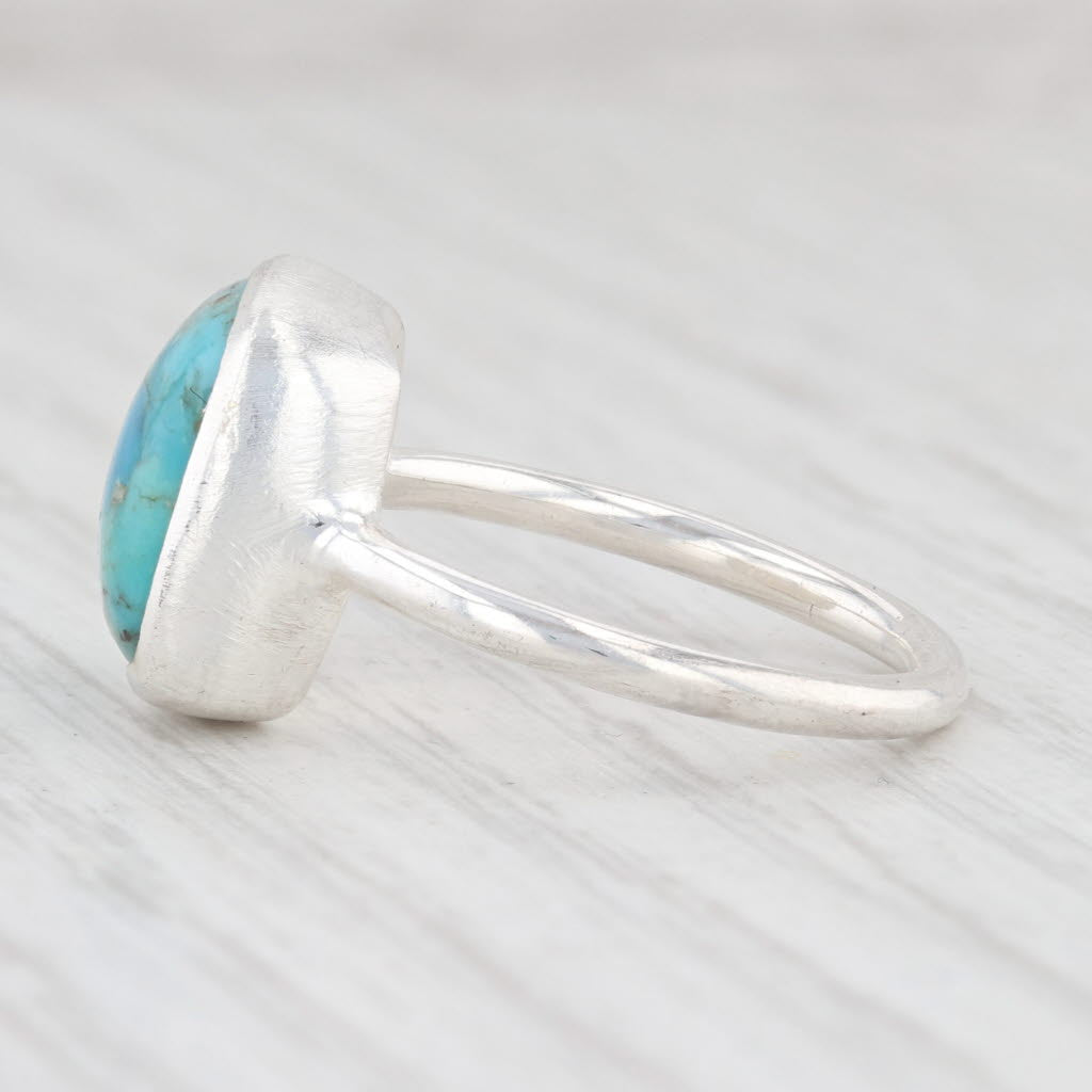 New Nina Wynn Marbled Blue Green Turquoise Ring Sterling Silver Size 7