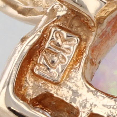 Lab Created Opal Diamond Small Drop Pendant 14k Yellow Gold