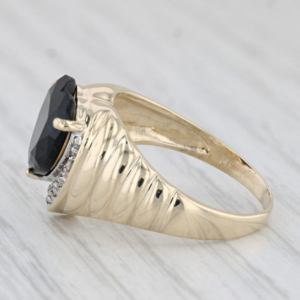 Onyx Heart Ring 14k Yellow Gold Size 7 Diamond Accents