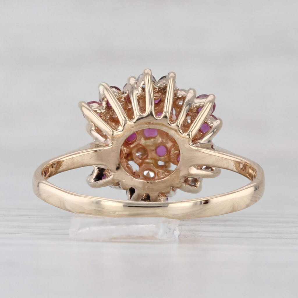 1.28ctw Ruby Diamond Swirl Cluster Ring 14k Yellow Gold Size 10