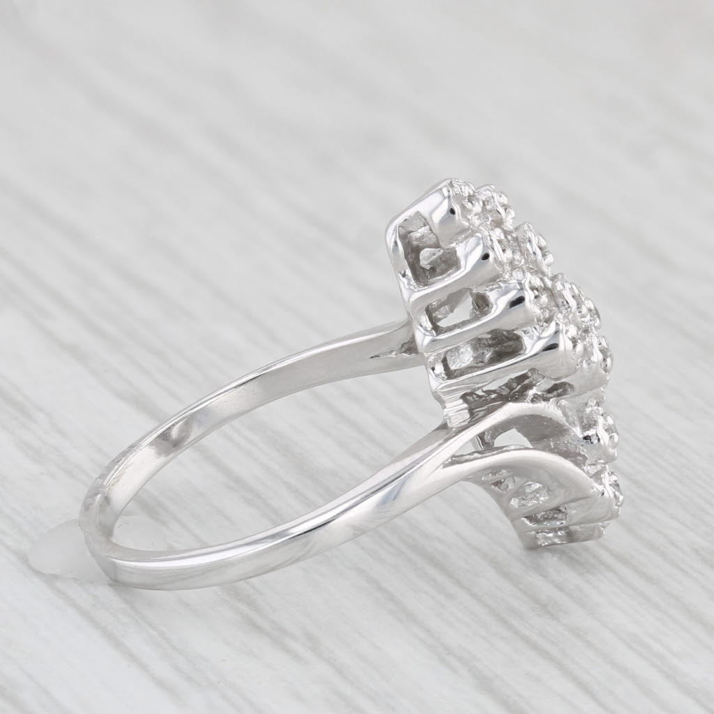 Light Gray Diamond Bypass Ring 10k White Gold Size 4
