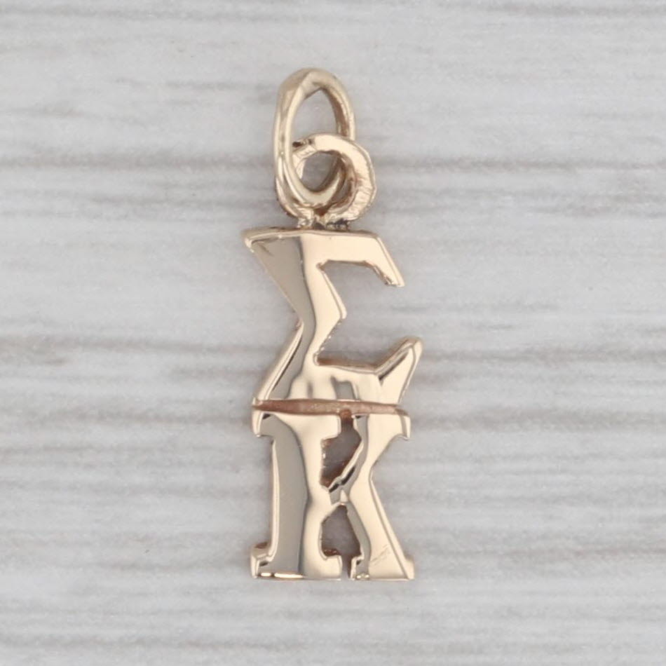 Gray Sigma Kappa Vintage Sorority Lavalier Pendant Charm 14k Yellow Gold