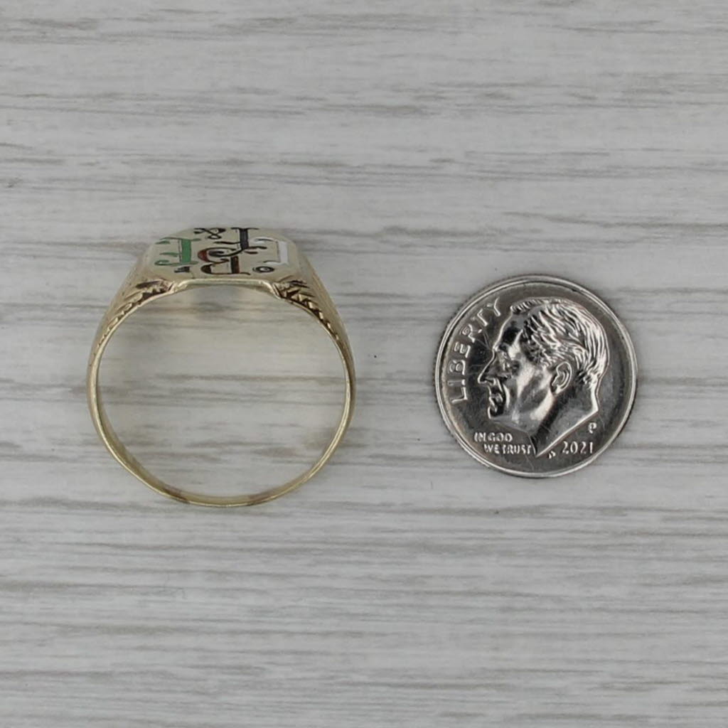 Antique Brotherhood Locomotive Firemen Engineers Ring 10k Gold Size 11.75