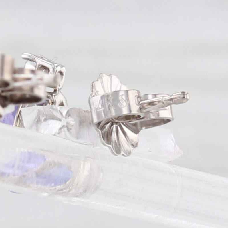 Light Gray 1.54ctw Pear Tanzanite Diamond Stud Earrings 14k White Gold
