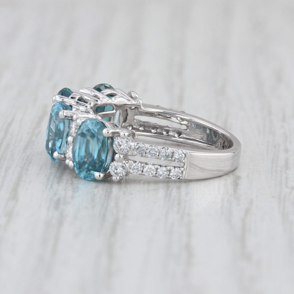 5.90ctw Blue Zircon Diamond Ring 14k White Gold Size 6