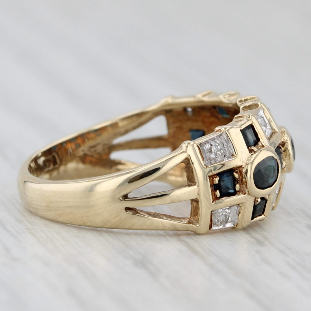 Light Gray 0.66ctw Blue Sapphire Diamond Ring 14k Yellow Gold Size 7.25