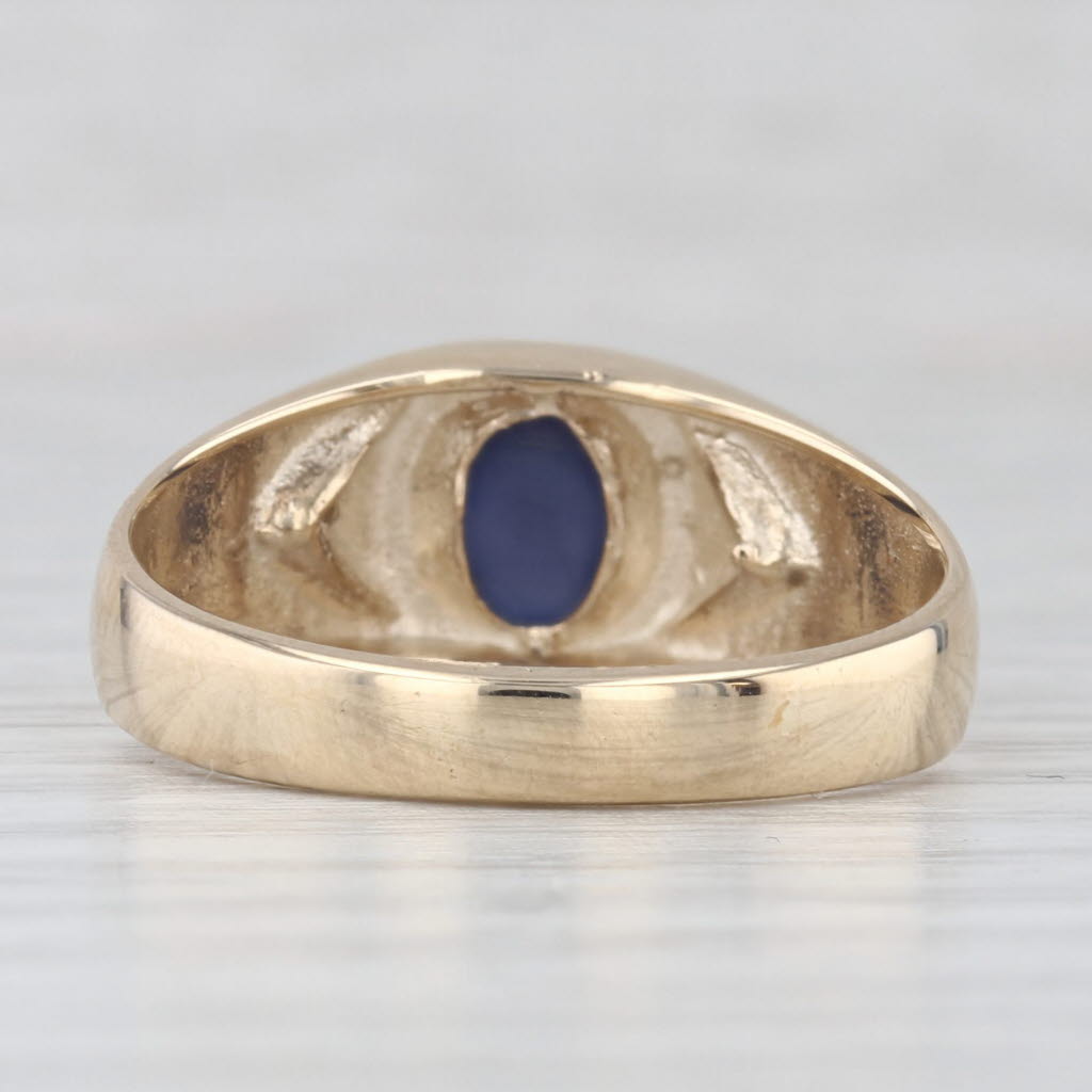Lab Created Star Sapphire Diamond Ring 10k Yellow Gold Size 10.25