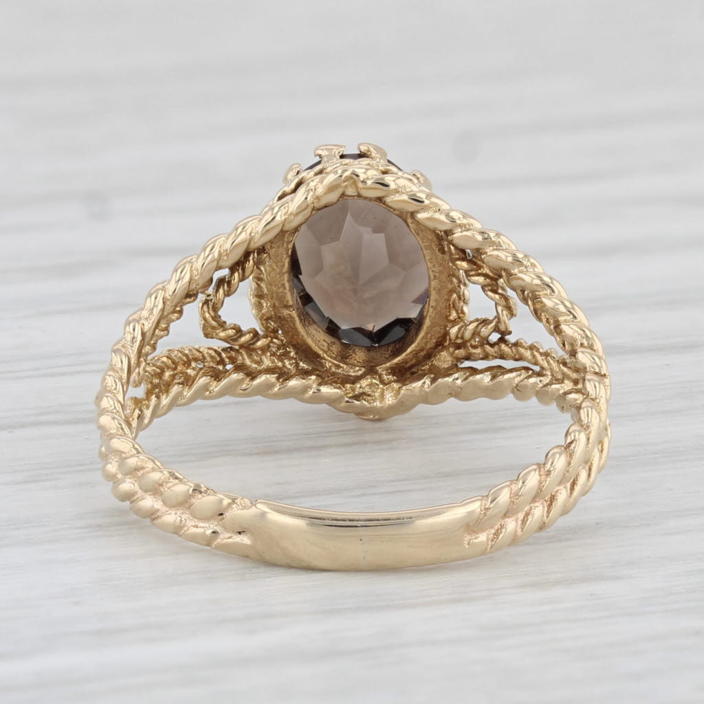 Light Gray 1.20ct Smoky Quartz Oval Solitaire Ring 14k Yellow Gold Size 5.5