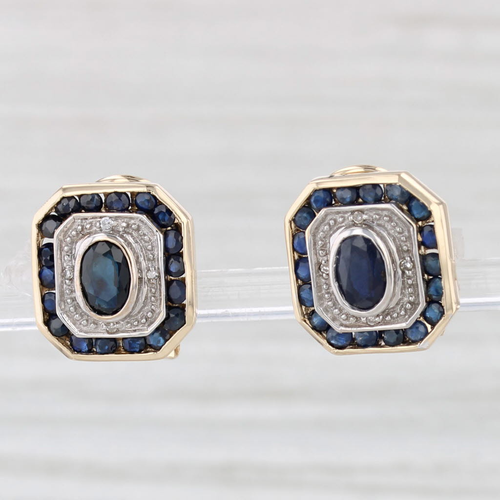 Light Gray 2.38ctw Lab Created & Natural Sapphire Diamond Halo Earrings 14k Gold Clip On