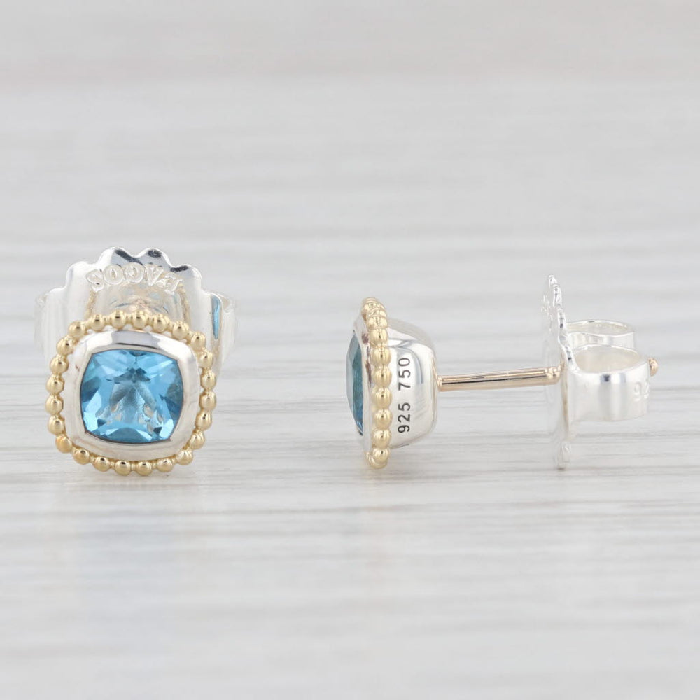 New Lagos Caviar Rittenhouse Blue Topaz Stud Earrings Sterling Silver –  Jewelryauthority