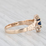 Victorian 0.50ctw Blue Sapphire Diamond Ring 10k Yellow Gold Size 7 Antique