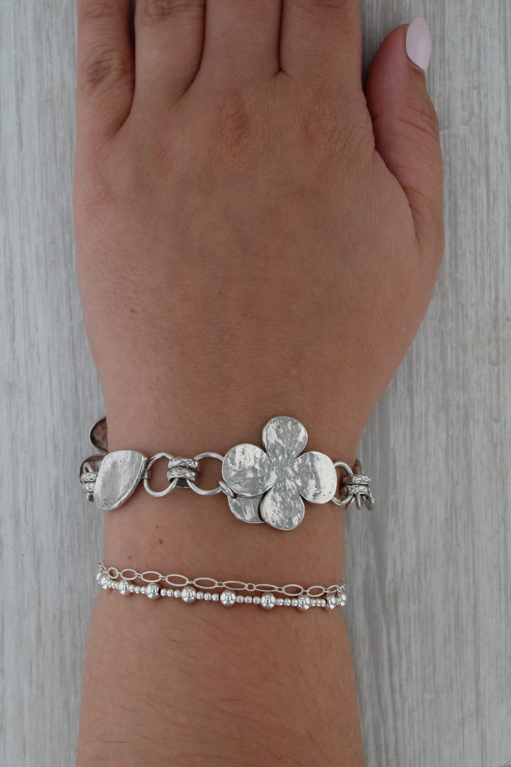 Silpada Lady Luck B1705 Bracelet Shamrock Leaf Sterling Silver 8" Statement