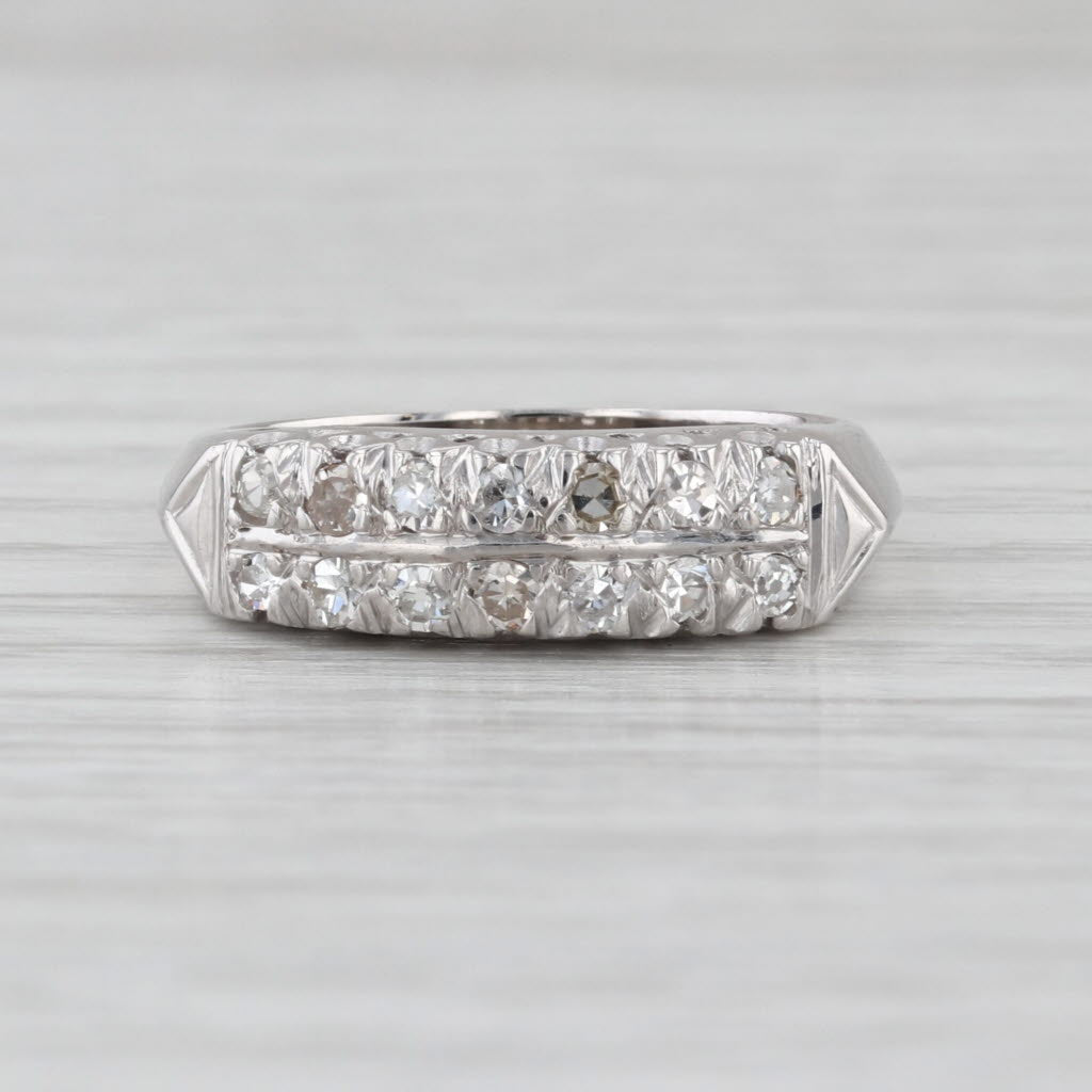 Vintage 0.23ctw Diamond Wedding Anniversary Band 14k White Gold Stackable