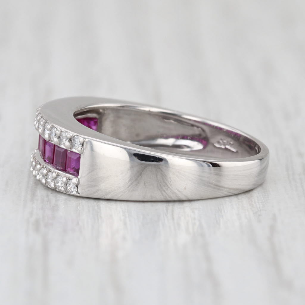 1.04ctw Ruby Diamond Ring 14k White Gold Size 7-7.25 Bridal Band