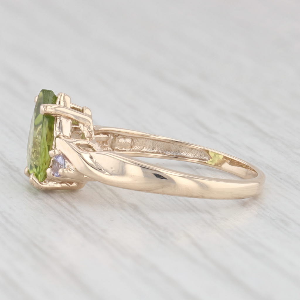 Light Gray 1.79ctw Pear Peridot Tanzanite Ring 10k Yellow Gold Size 6