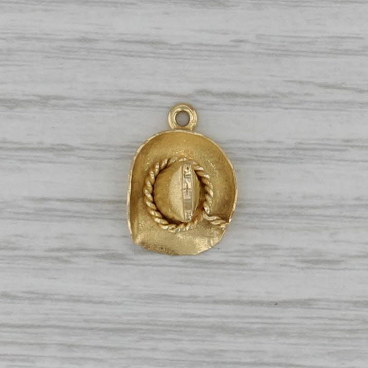 Cowboy Hat Charm 18k Yellow Gold Vintage Western Pendant