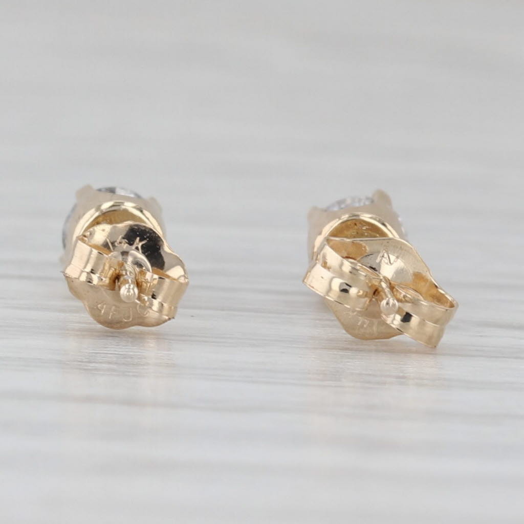 Light Gray 0.38ctw Diamond Stud Earrings 14k Yellow Gold Round Solitaire Studs