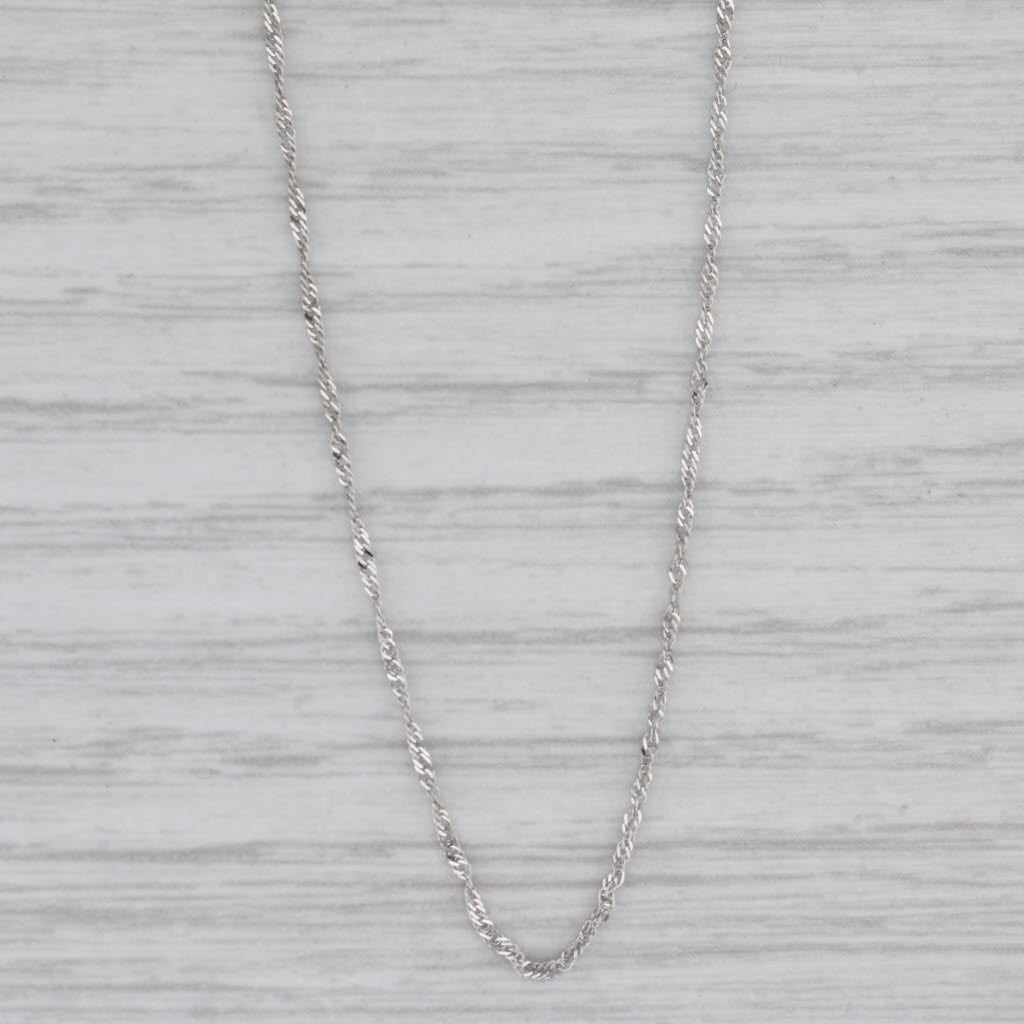 Gray Singapore Chain Necklace 18k White Gold 16" 1mm