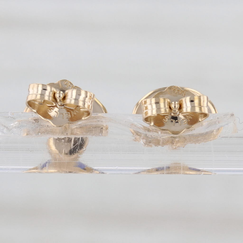 Vintage Violet Chalcedony Oval Cabochon Stud Earrings 14k Yellow Gold Studs