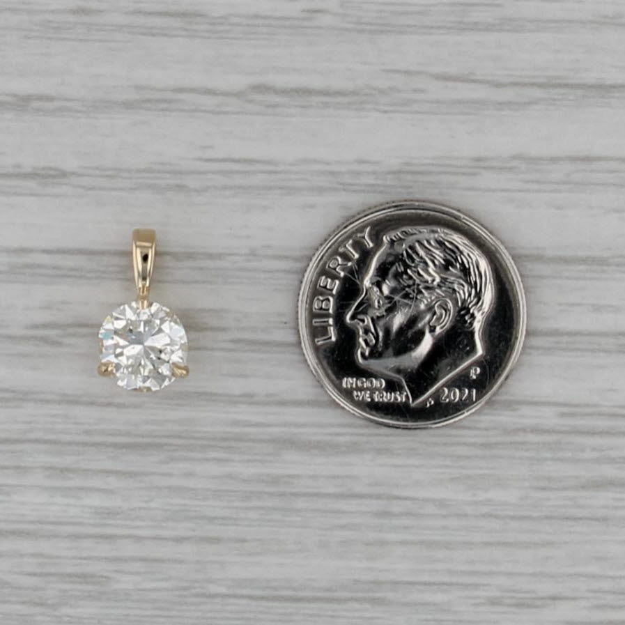 New 1.25ct Round Diamond Solitaire Pendant 14k Yellow Gold Small Drop