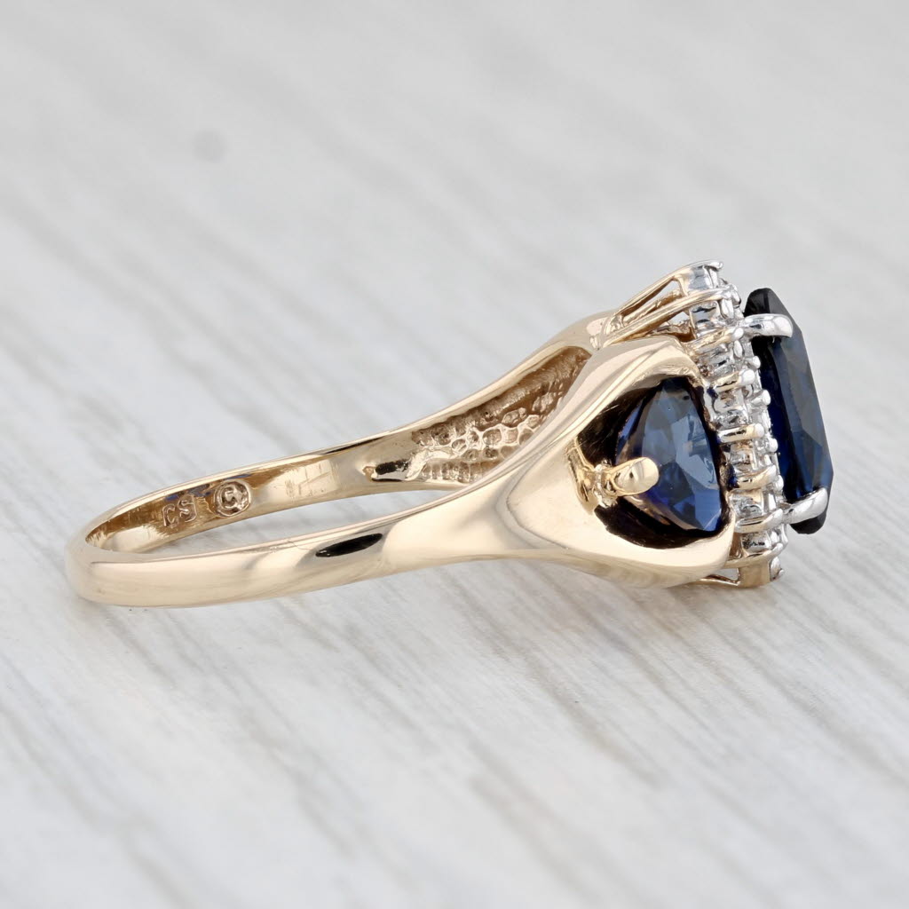 Light Gray Lab Created Blue Sapphire Marquise Blue Sapphire Ring 10k Yellow Gold Size 7.25