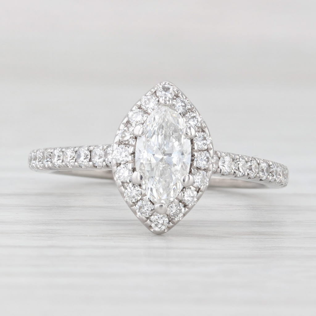 Light Gray Vera Wang Love 1.29ctw Marquise Diamond Halo Engagement Ring 14k Gold Sapphire