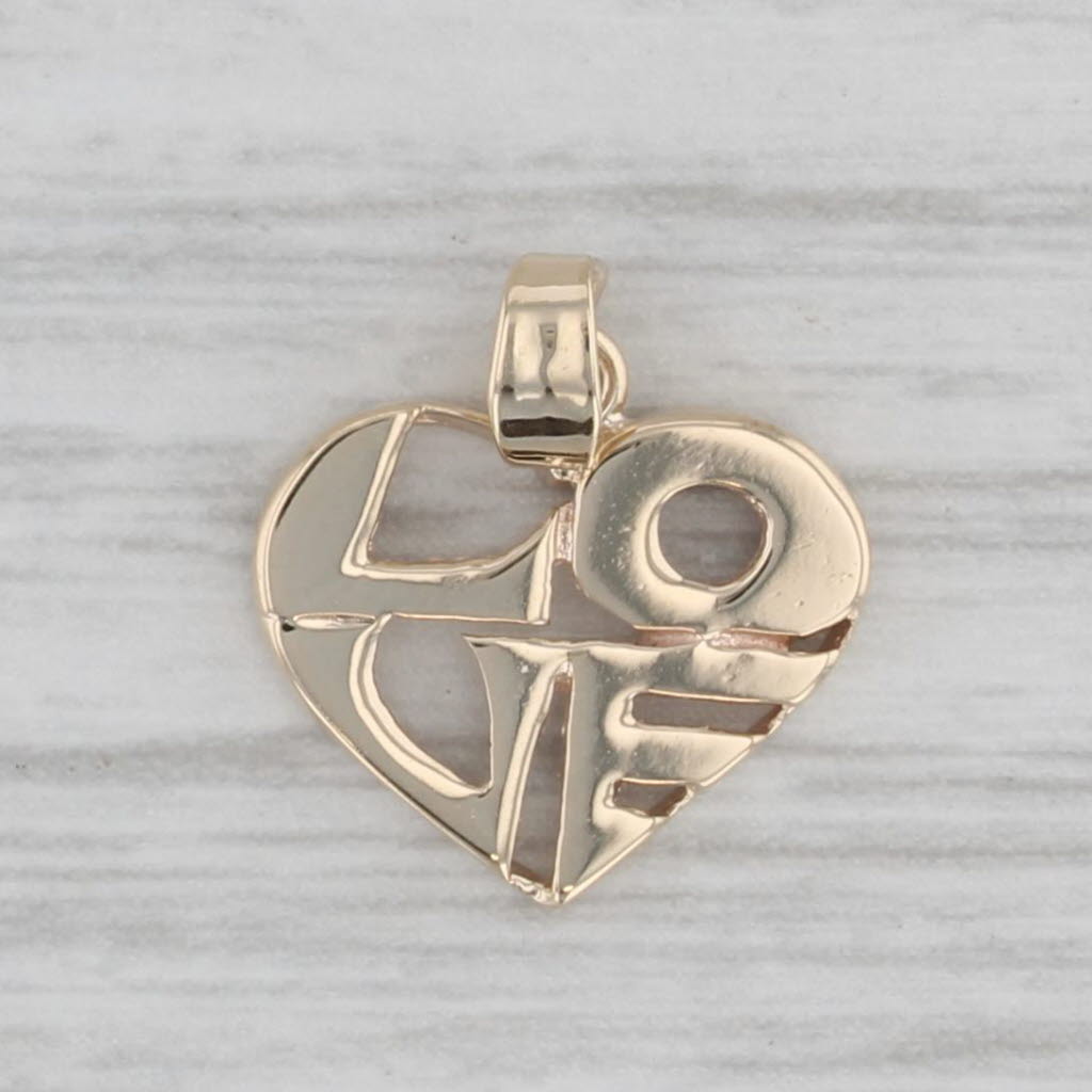 Gray Small Love Heart Pendant 14k Yellow Gold Charm