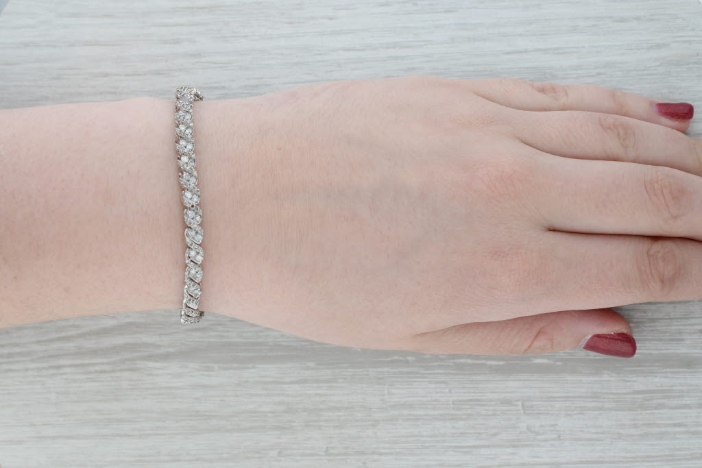 Gray 2.85ctw Diamond Tennis Bracelet 10k White Gold 7.25" 5mm