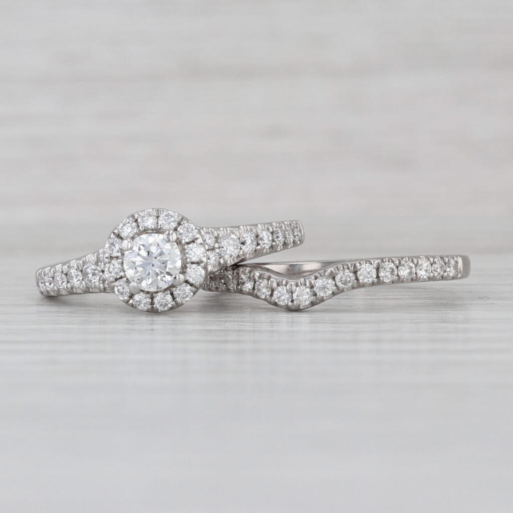 Tolkowsky Engagement Ring Wedding Band Bridal Set 14k White Gold Size 6.5 Box