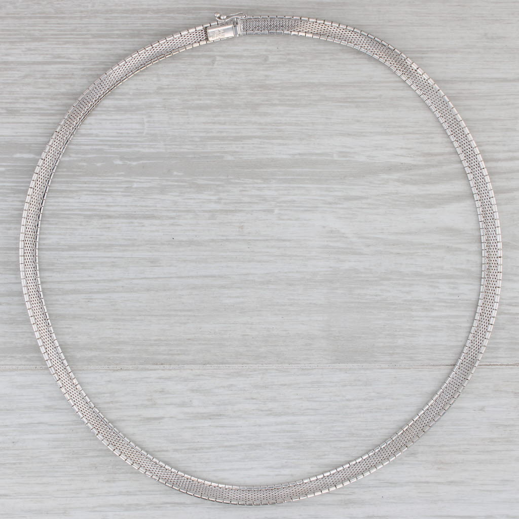 Gray Omega Chain Necklace 14k White Gold 16" 5.6mm