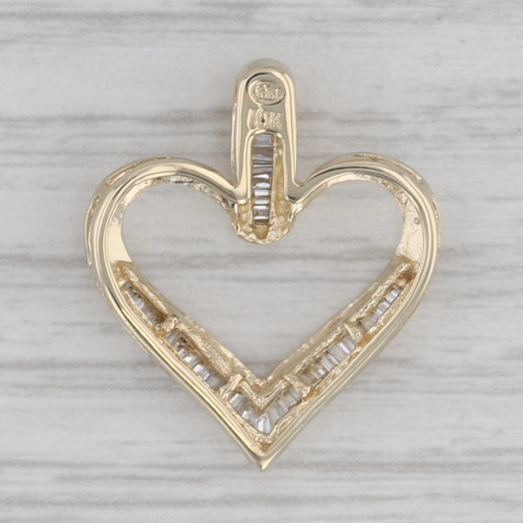 Gray 0.40ctw Open Heart Pendant 10k Yellow Gold