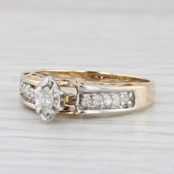 0.25ctw Marquise Diamond Engagement Ring 10k Yellow Gold Size 7.25 Heart Bridge