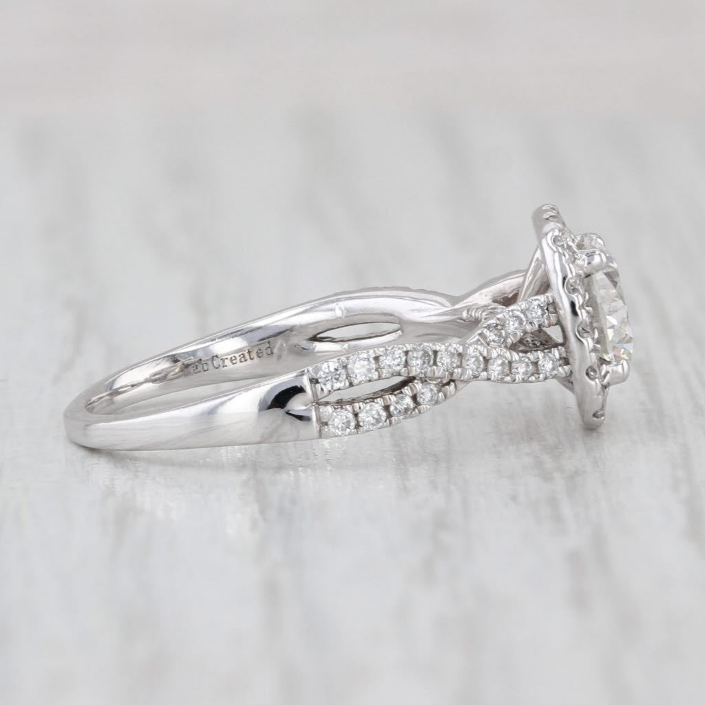 1.44ctw Lab Created Diamond Halo Engagement Ring 14k White Gold Size 6.75 GSI
