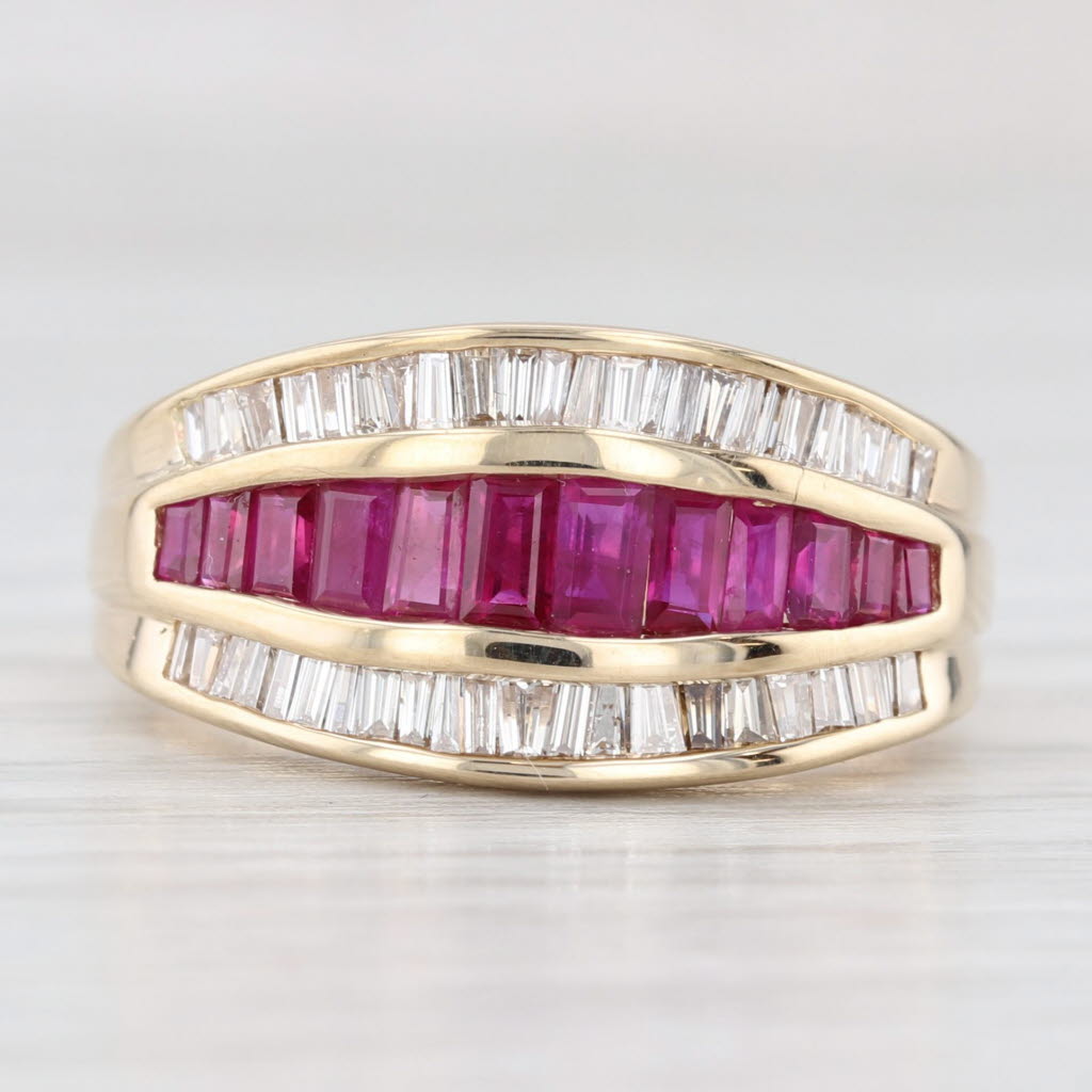 Light Gray 1.75ctw Channel Set Ruby Diamond Ring 14k Yellow Gold Size 7