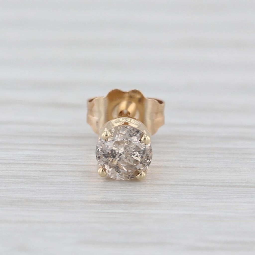 Single 0.22ct Round Diamond Solitaire Stud Earring 10k Yellow Gold