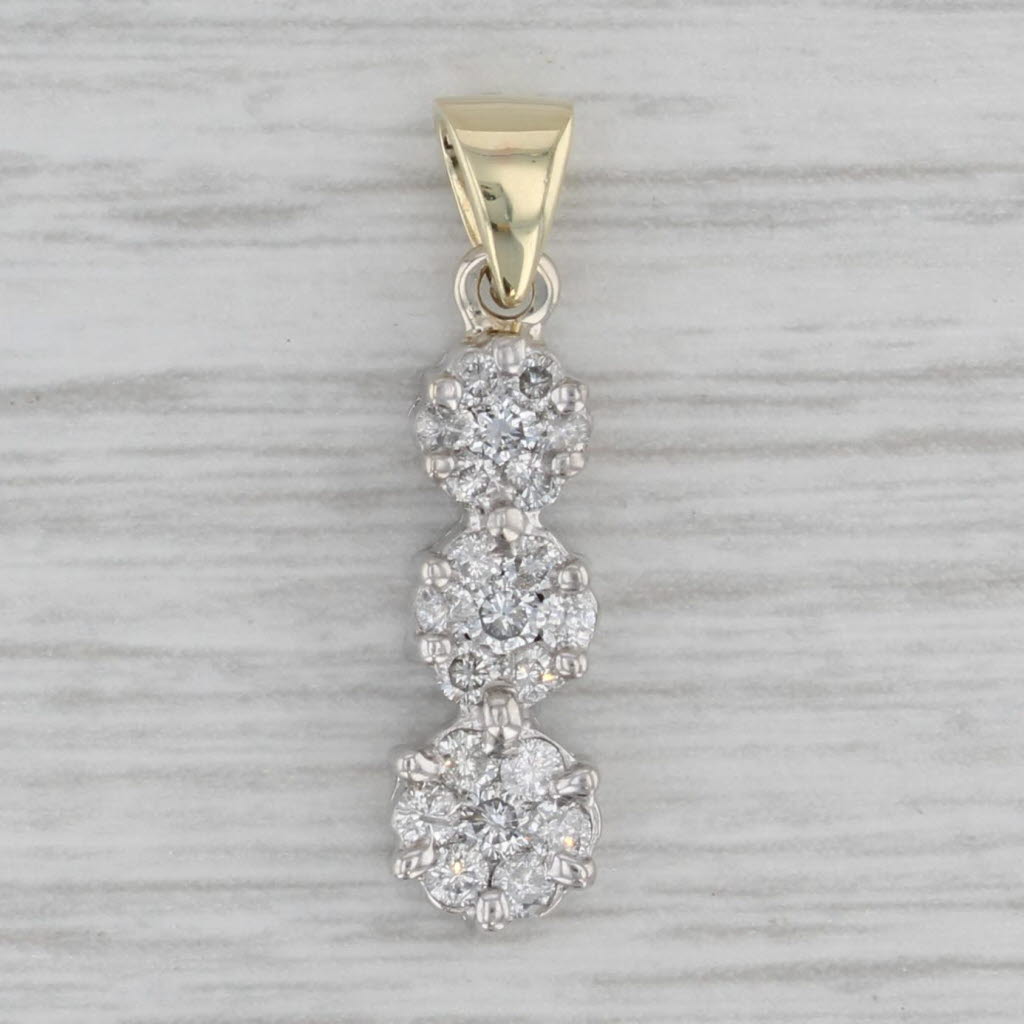 Gray 0.52ctw Diamond Cluster Journey Pendant 14k Yellow White Gold