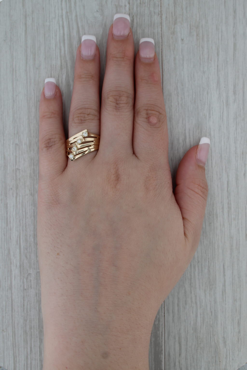 0.17ctw Diamond Stacked Ring 14k Yellow Gold Size 8.75-9 Cocktail