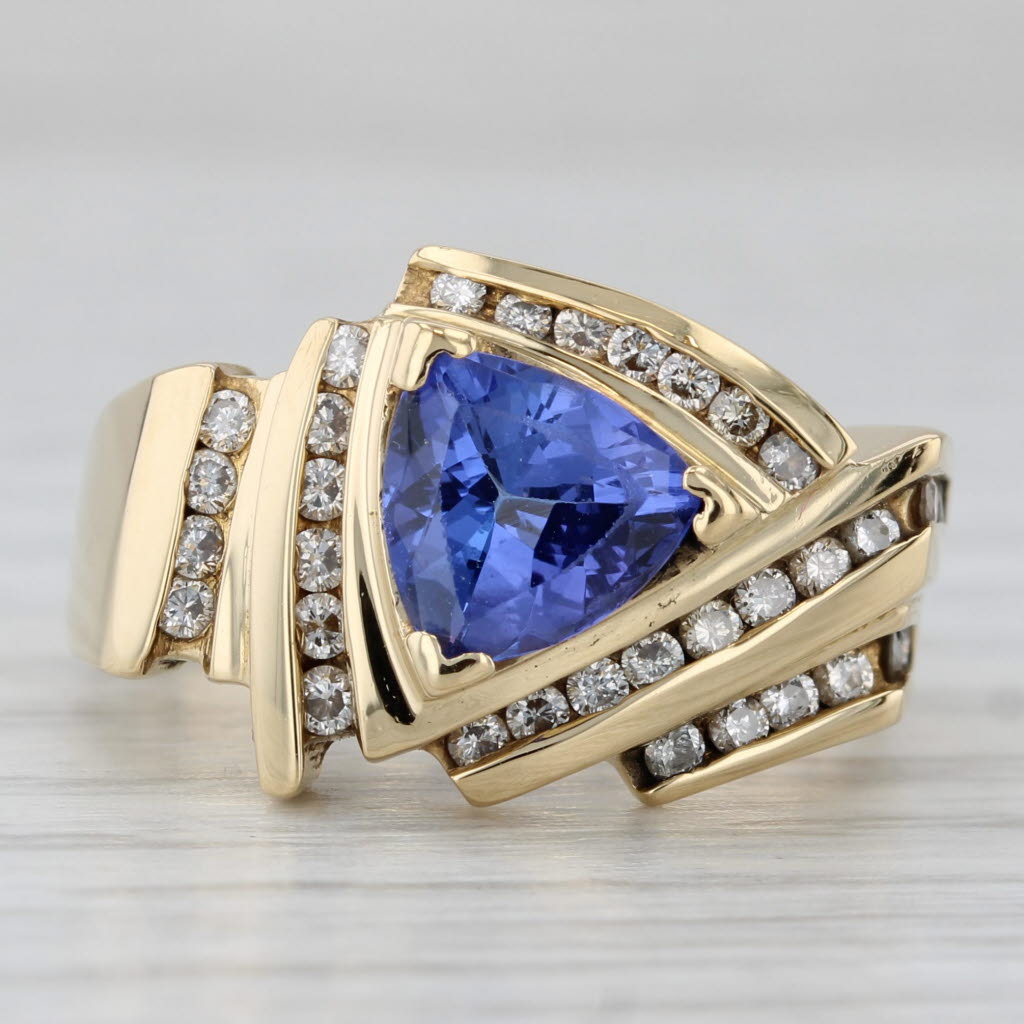 Gray 1.49ctw Tanzanite Diamond Ring 18k Yellow Gold Size 7