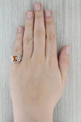 1.08ctw Orange Sapphire Diamond Ring 14k White Gold Size 7