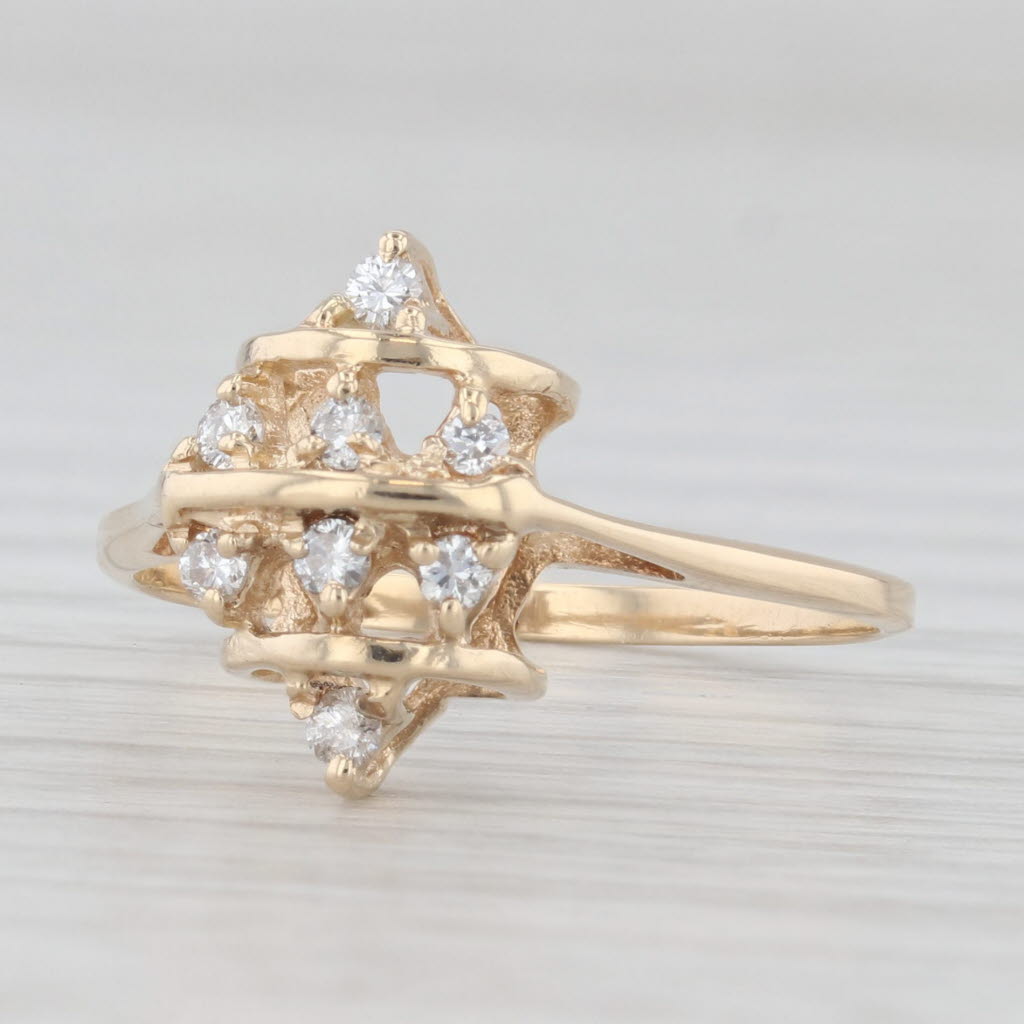 Light Gray 0.12ctw Diamond Cluster Ring 14k Yellow Gold Size 6