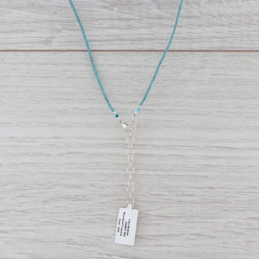 New Nina Wynn Moonstone Pendant Bead Turquoise Lotus Necklace Sterling Silver