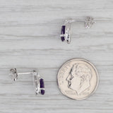 Gray 1.40ctw Amethyst White Topaz Teardrop Stud Earrings 10k White Gold