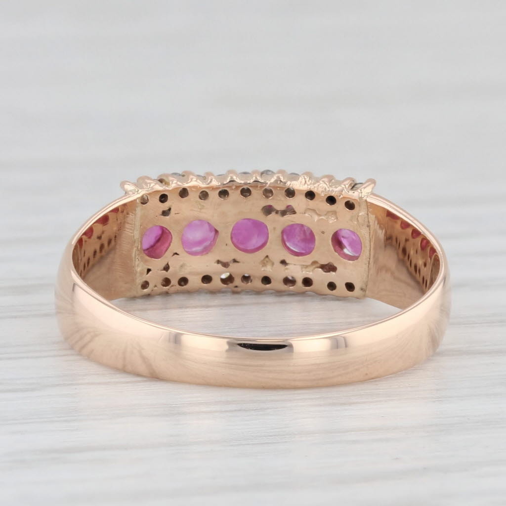 Light Gray 0.96ctw Pink Sapphire Diamond Ring 14k Rose Gold Size 7