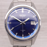 Gray Vintage 1971 Seiko Automatic 38mm Men Steel Watch Blue Crosshair Dial 7005-8062