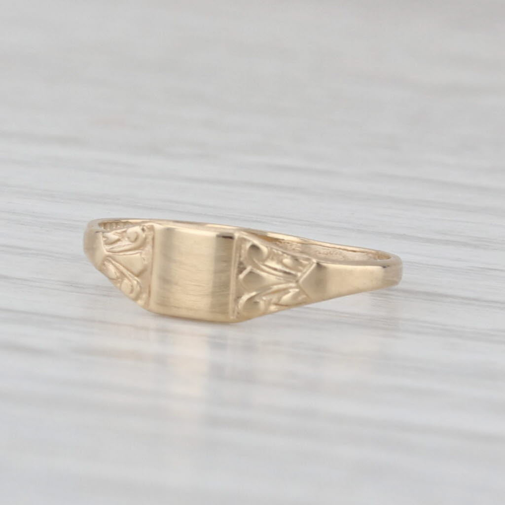 Vintage Engravable Baby Ring 10k Yellow Gold Size 2 Baby Keepsake Band PSCo