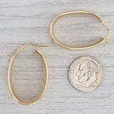 Beveled Oval Hoop Earrings 14k Yellow Gold Snap Top Hoops