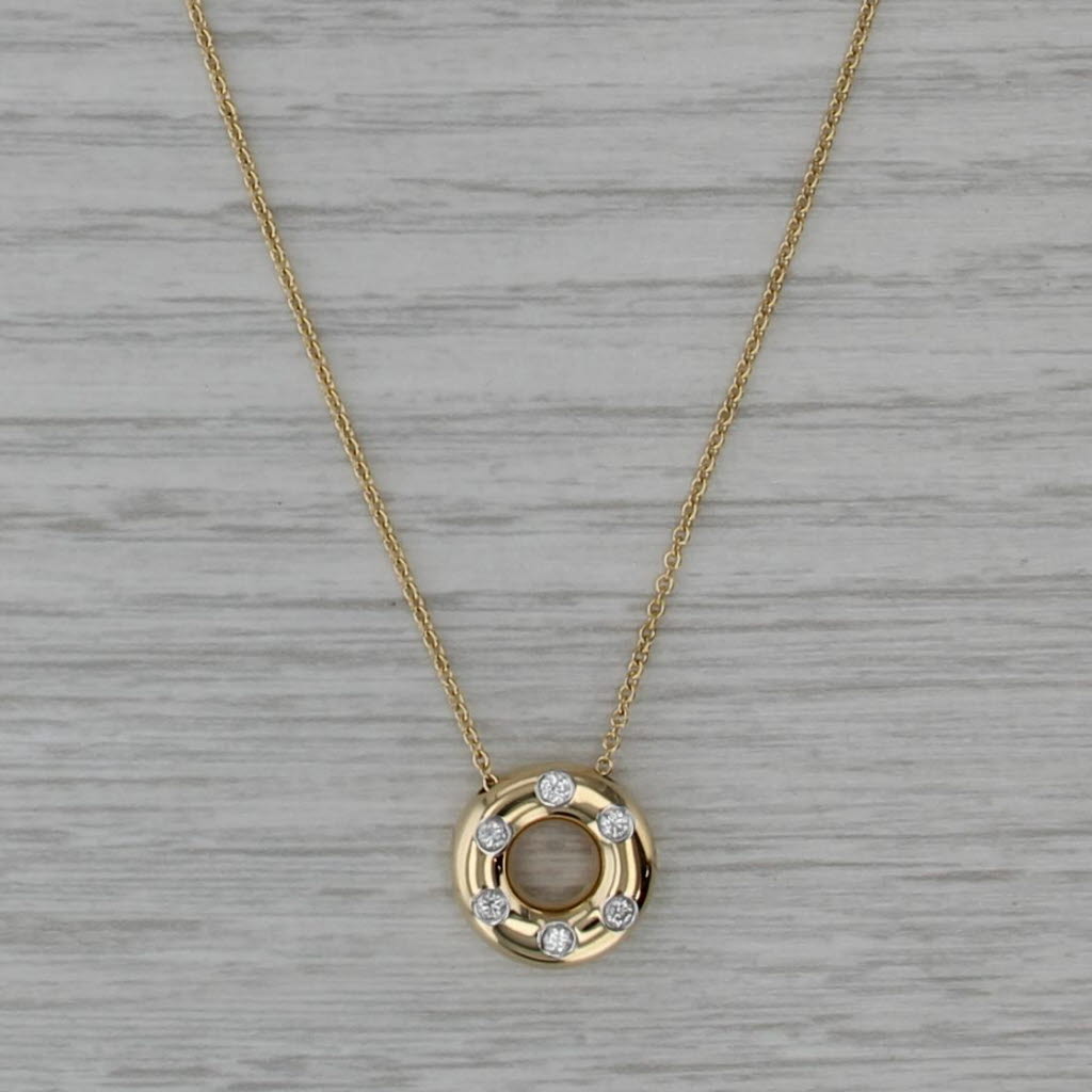 Tiffany Etoile .18ctw Diamond Dots Circle Pendant Necklace Box 18k Gold Platinum