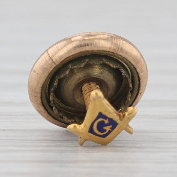 Light Gray Small Vintage Masonic Insignia Pin 7k Gold Blue Lodge Square Compass